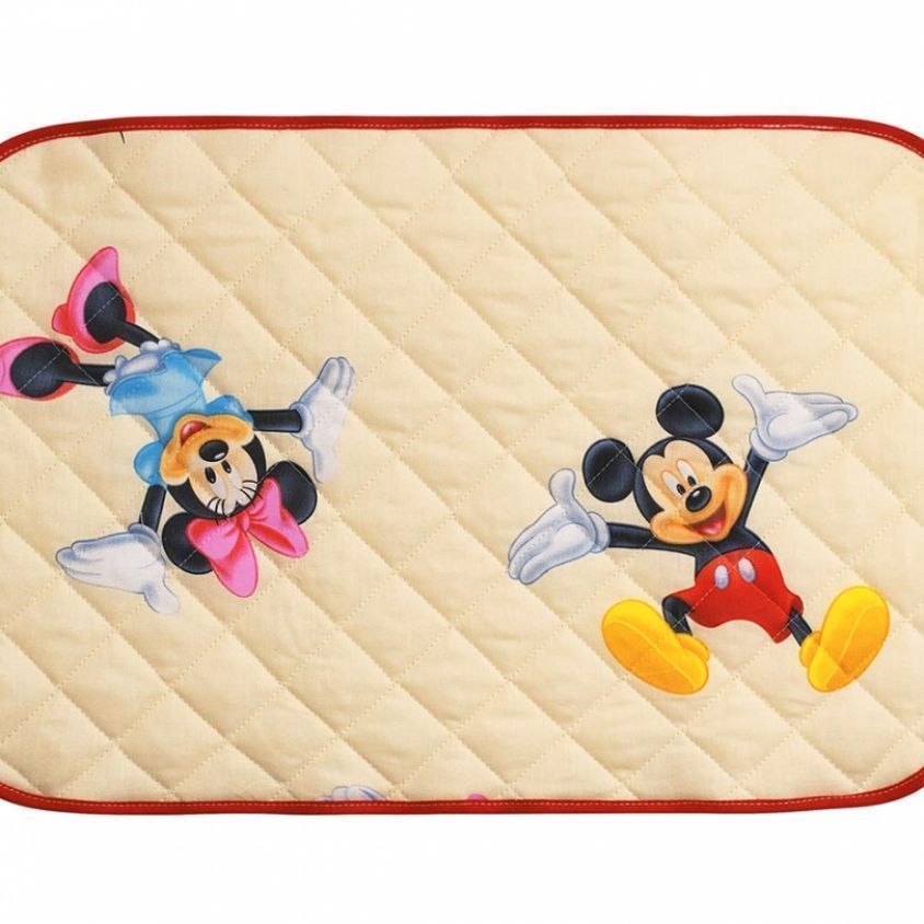 Tovaglietta Americana grande trapuntata, "Topolino e Minnie" Beige
